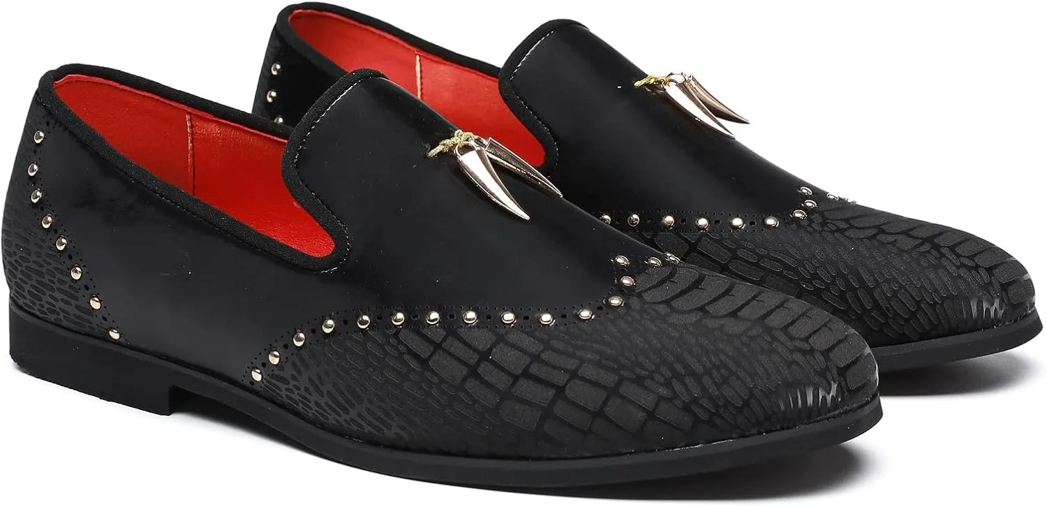 Mens Smoking Glitter Slipper, Luxury Penny Slip-On Classic Party Wedding Tuxedo Loafers Sparkle Dress Shoes
