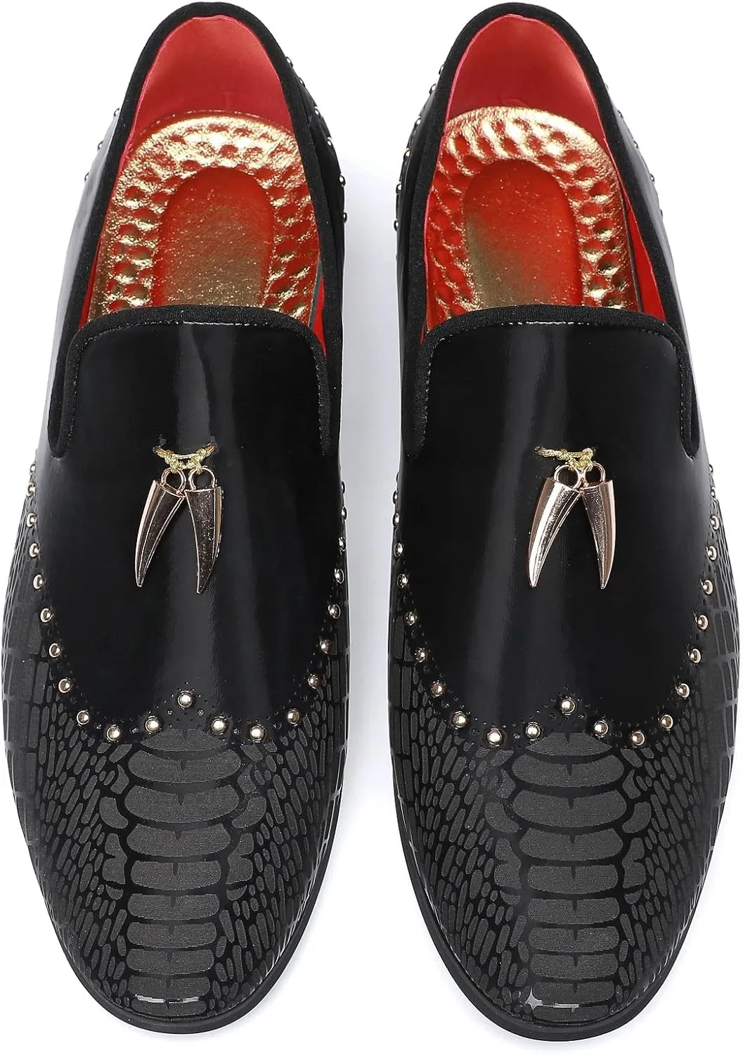 Mens Smoking Glitter Slipper, Luxury Penny Slip-On Classic Party Wedding Tuxedo Loafers Sparkle Dress Shoes