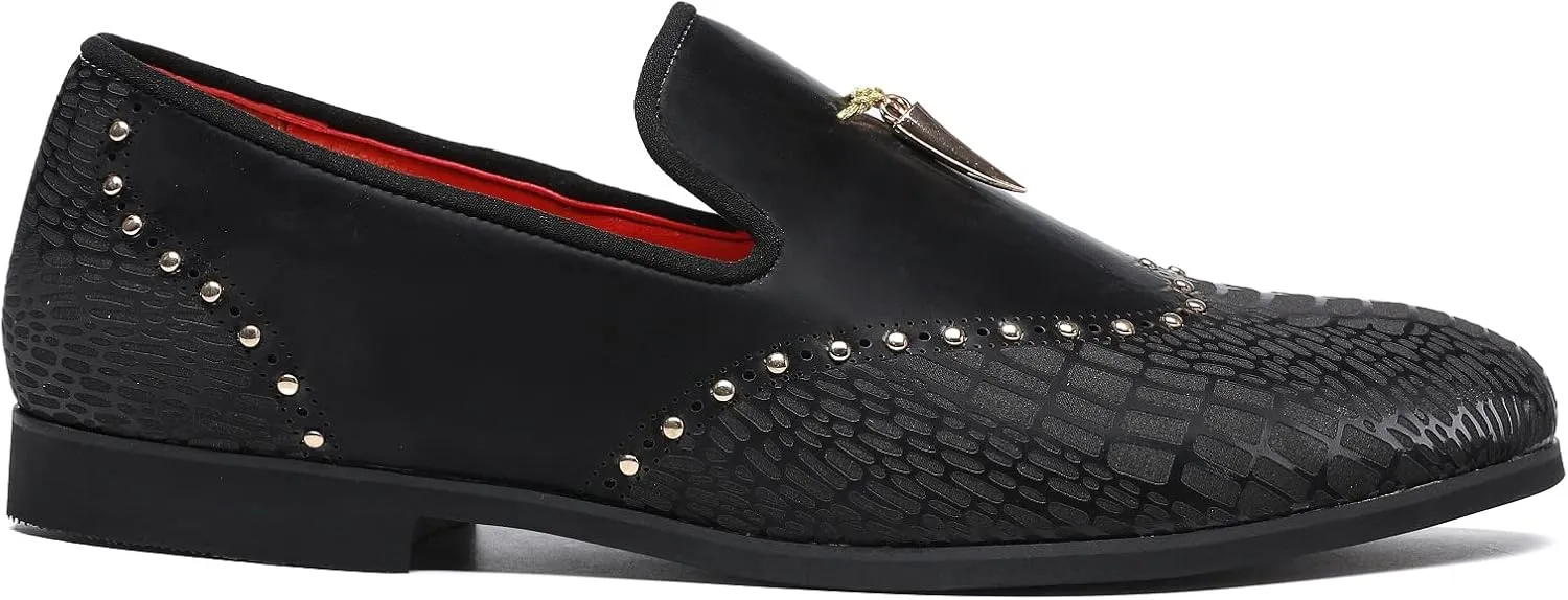 Mens Smoking Glitter Slipper, Luxury Penny Slip-On Classic Party Wedding Tuxedo Loafers Sparkle Dress Shoes