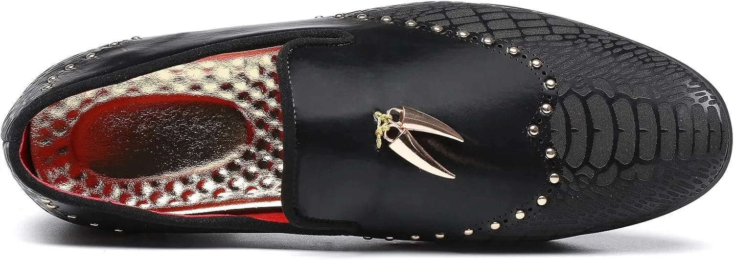 Mens Smoking Glitter Slipper, Luxury Penny Slip-On Classic Party Wedding Tuxedo Loafers Sparkle Dress Shoes