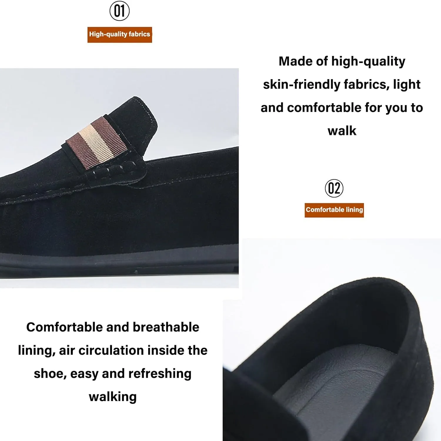 Men's Suede Flat Penny Loafers Retro Round Toe Non-Slip Slip-On Casual Walking Shoes Breathable and Comfortable Driving Shoes