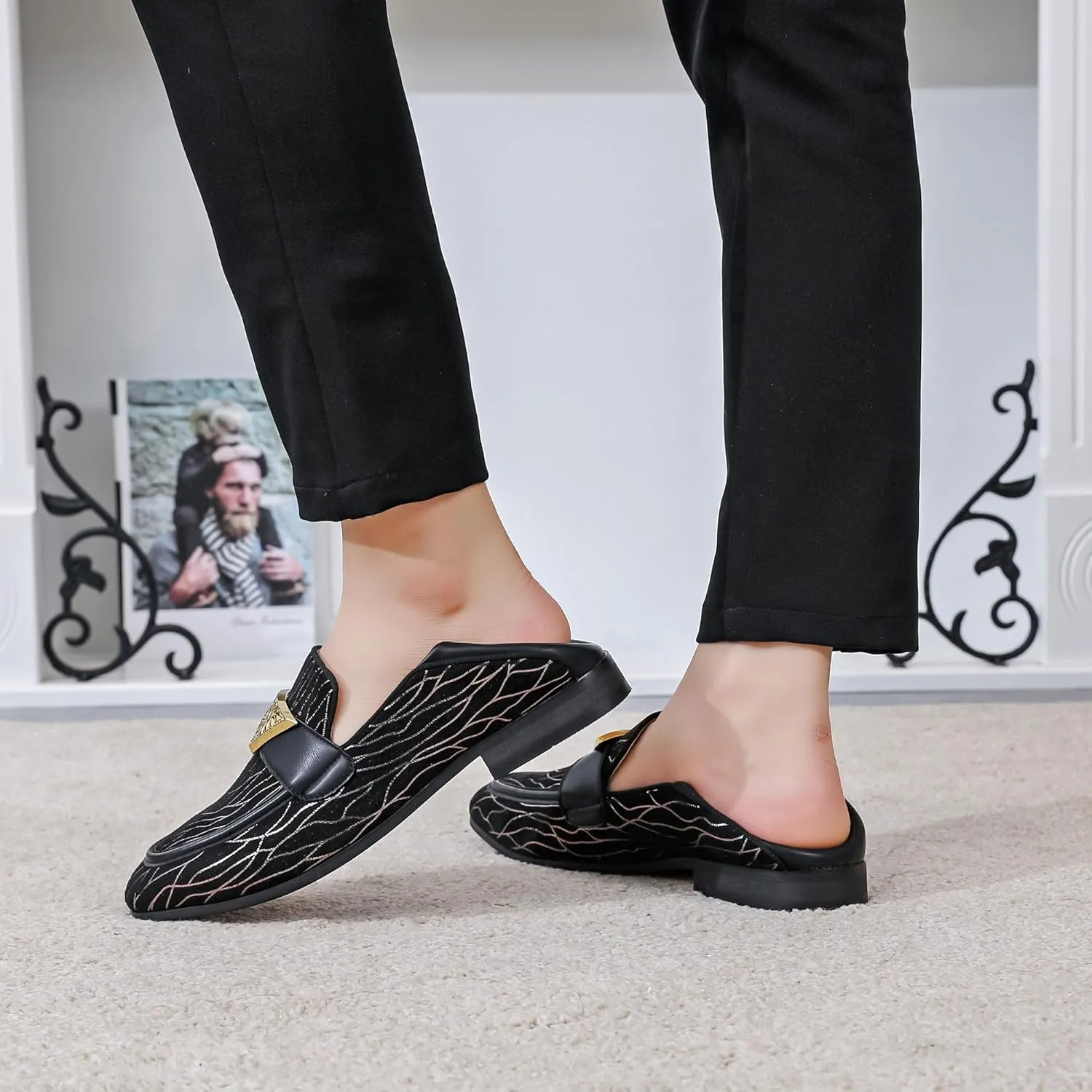 Men's Velvet Loafers Mens Shiny Slip-on Slippers, Classic Formal Wear Fashion Dress Loafer, Penny Party Wedding Dress Shoes for Men