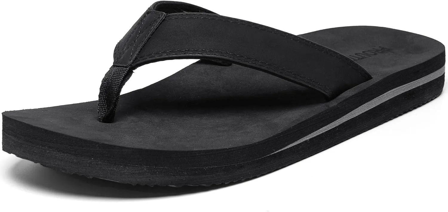 Men's Wide Flip Flop with Orthotic Arch Support Athletic Slide Thong Sandals for Men Soft Cushion Footbed