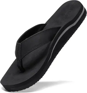 Men's Wide Flip Flop with Orthotic Arch Support Athletic Slide Thong Sandals for Men Soft Cushion Footbed