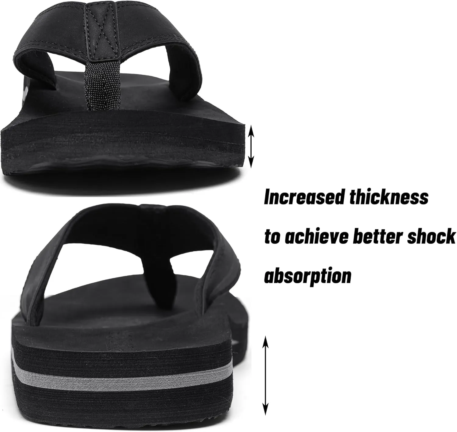 Men's Wide Flip Flop with Orthotic Arch Support Athletic Slide Thong Sandals for Men Soft Cushion Footbed