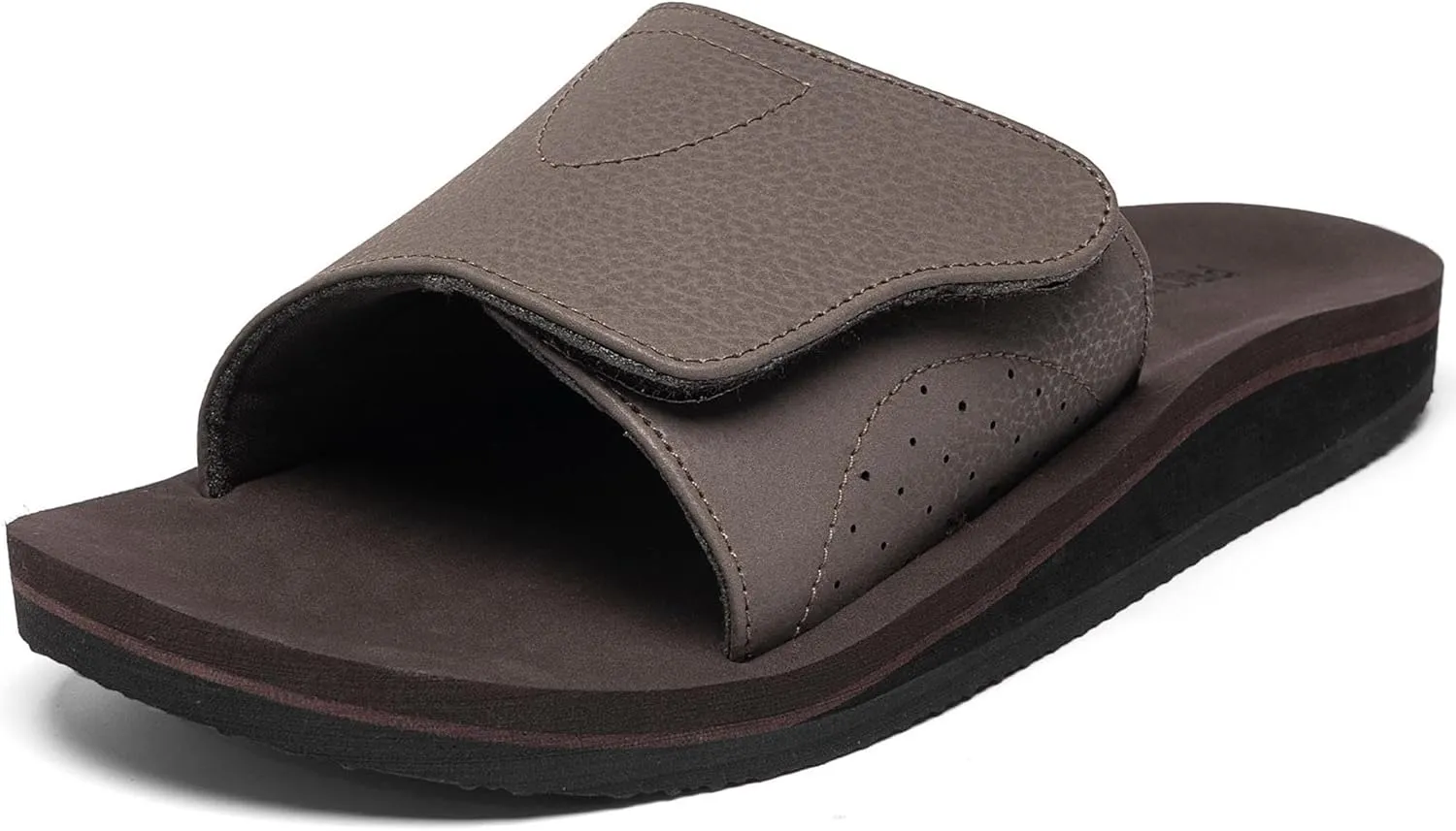 Men's Wide Slide Ergonomic Sandals Fully Adjustable Strap & Comfort Fit Orthotic Arch Support Athletic Sandals with Soft Cushion Footbed