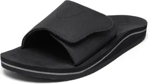 Men's Wide Slide Ergonomic Sandals Fully Adjustable Strap & Comfort Fit Orthotic Arch Support Athletic Sandals with Soft Cushion Footbed