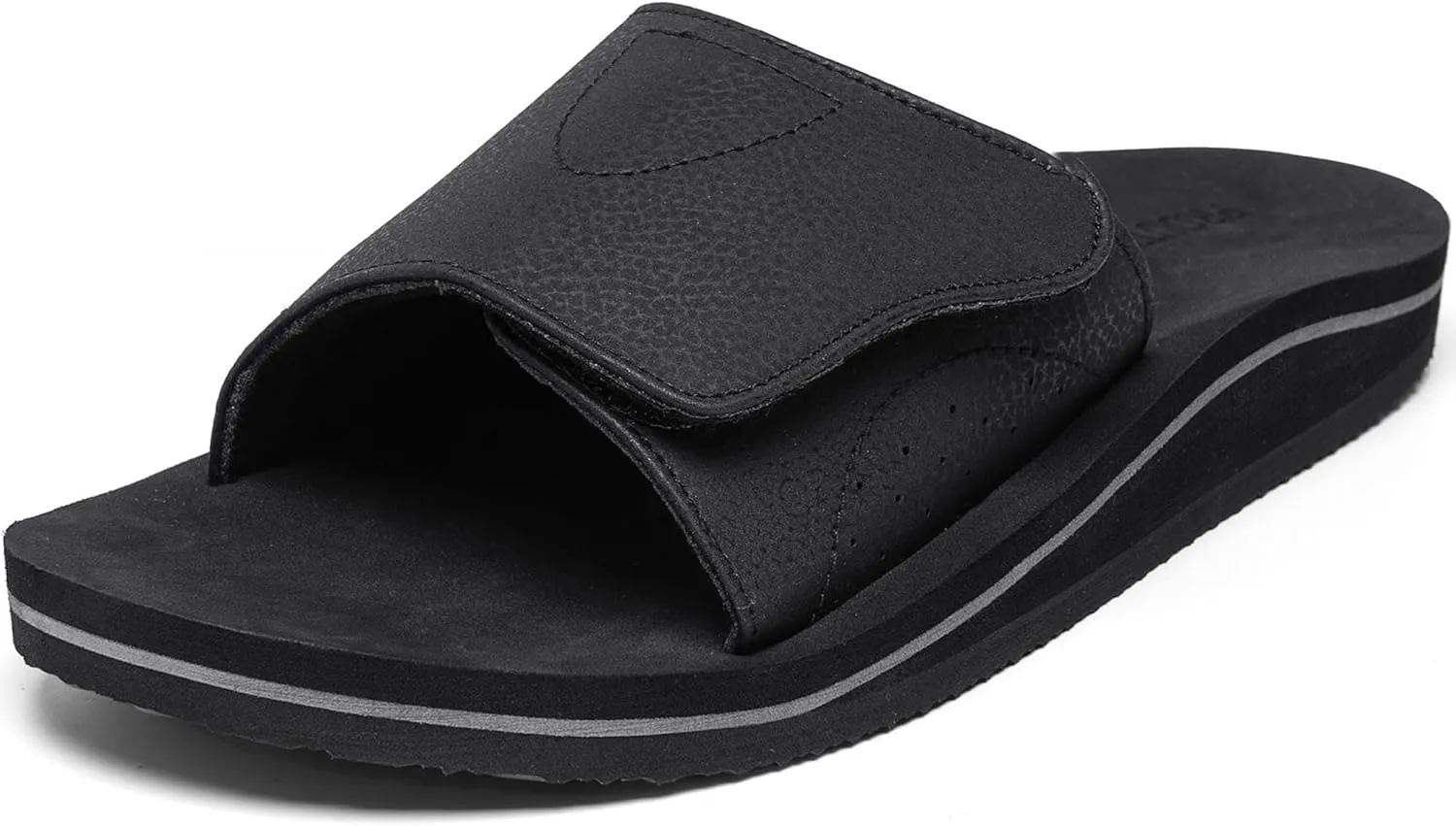 Men's Wide Slide Ergonomic Sandals Fully Adjustable Strap & Comfort Fit Orthotic Arch Support Athletic Sandals with Soft Cushion Footbed
