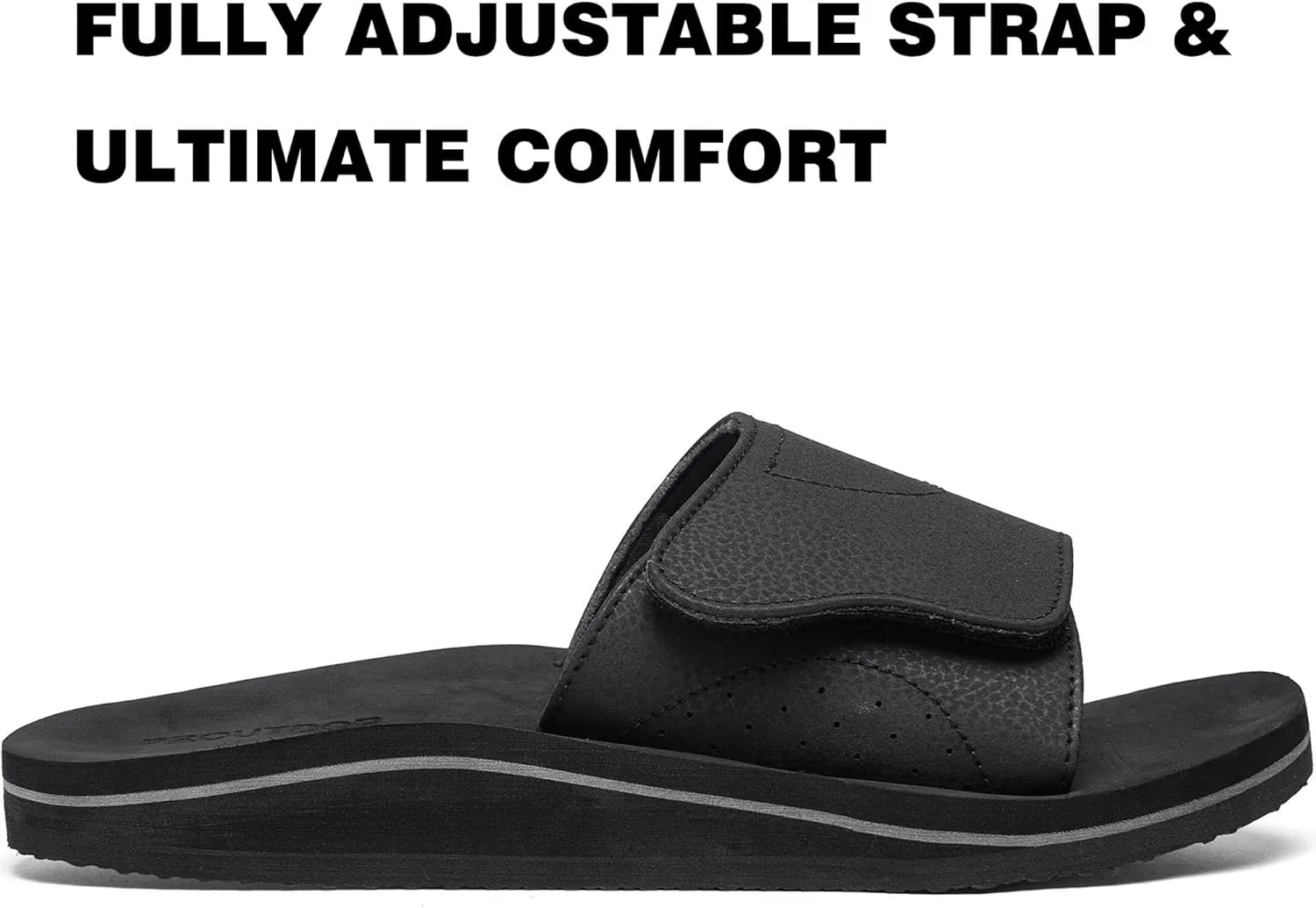 Men's Wide Slide Ergonomic Sandals Fully Adjustable Strap & Comfort Fit Orthotic Arch Support Athletic Sandals with Soft Cushion Footbed