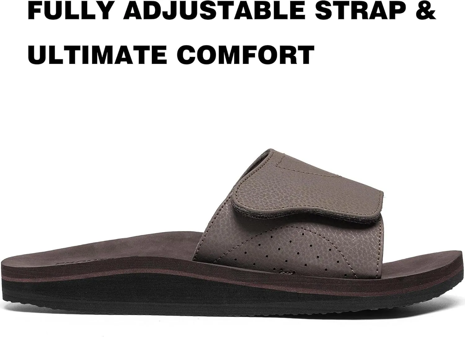 Men's Wide Slide Ergonomic Sandals Fully Adjustable Strap & Comfort Fit Orthotic Arch Support Athletic Sandals with Soft Cushion Footbed