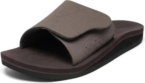 Men's Wide Slide Ergonomic Sandals Fully Adjustable Strap & Comfort Fit Orthotic Arch Support Athletic Sandals with Soft Cushion Footbed