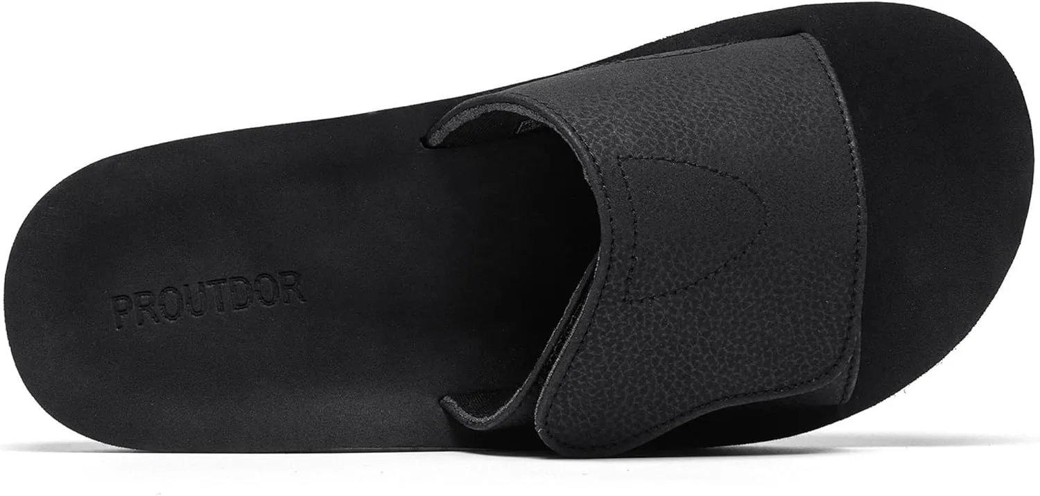 Men's Wide Slide Ergonomic Sandals Fully Adjustable Strap & Comfort Fit Orthotic Arch Support Athletic Sandals with Soft Cushion Footbed