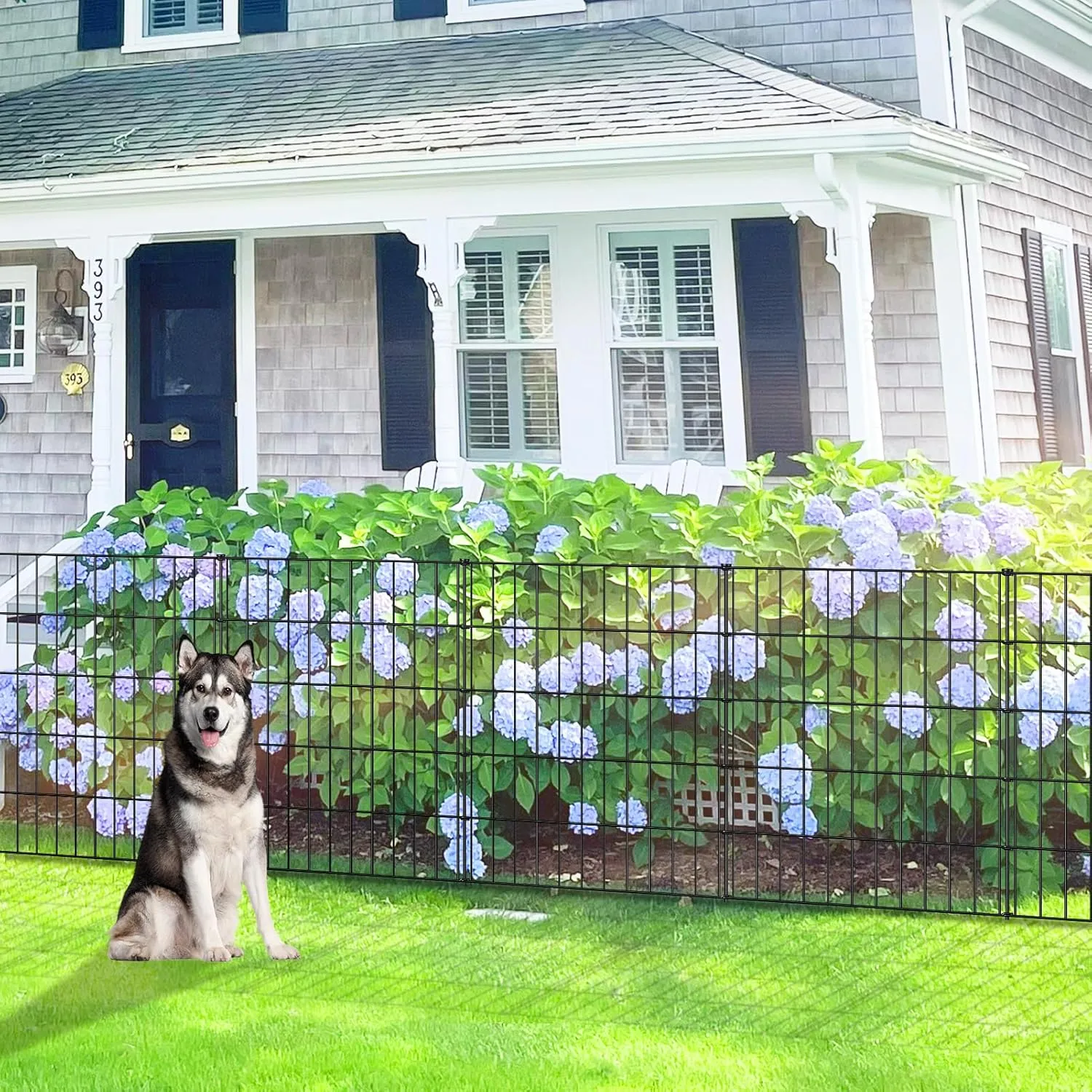 Metal Garden Fence 33.3in (H) x 23.3ft (L), 10 Panels   11 Stakes Dog Fence Border Fence Animal Barrier, No Dig Garden Fencing for Yard Flower Bed Lawn Patio Outdoor, PIN332810 Black