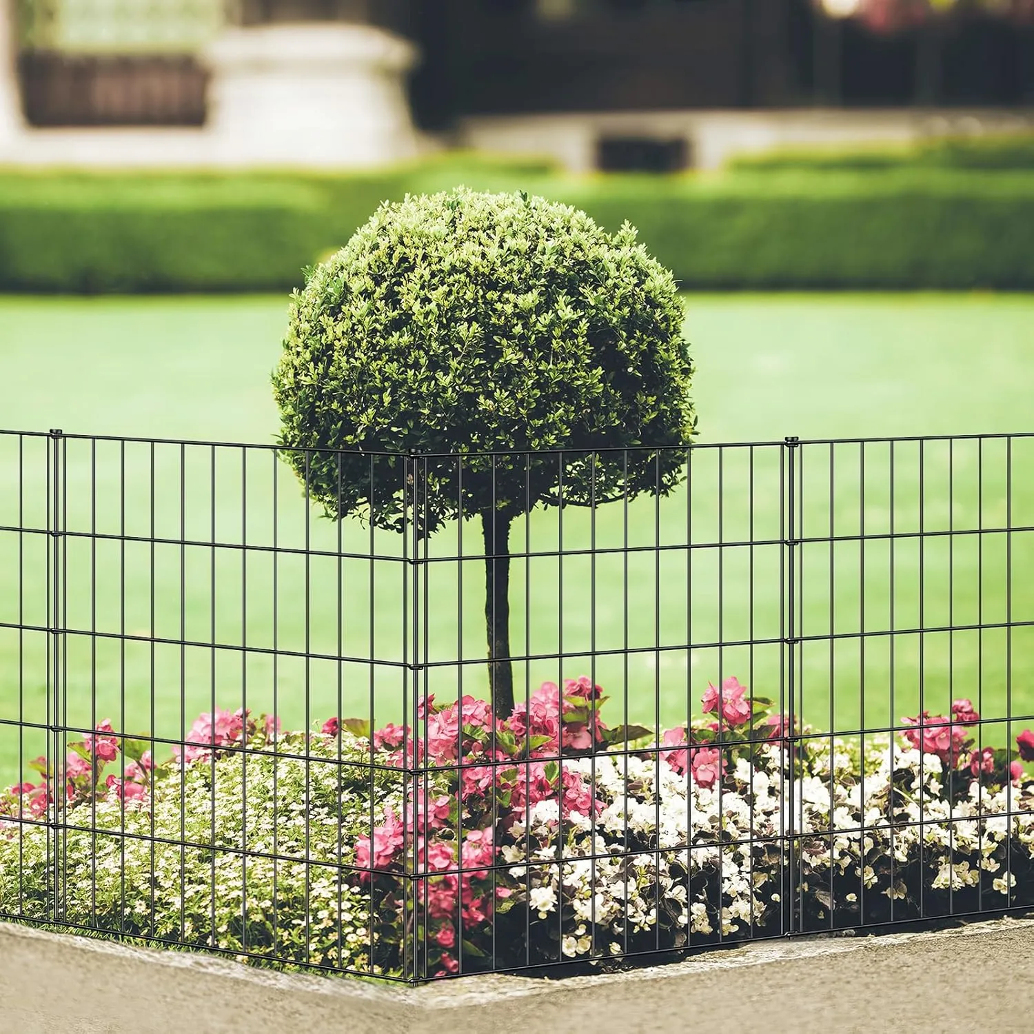 Metal Garden Fence 33.3in (H) x 23.3ft (L), 10 Panels   11 Stakes Dog Fence Border Fence Animal Barrier, No Dig Garden Fencing for Yard Flower Bed Lawn Patio Outdoor, PIN332810 Black