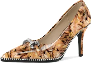 Mettesally Women High Heels Rhinestones Stiletto Pumps Closed Pointed Toe Heels Party Wedding Dress Shoes 3.5 Inch