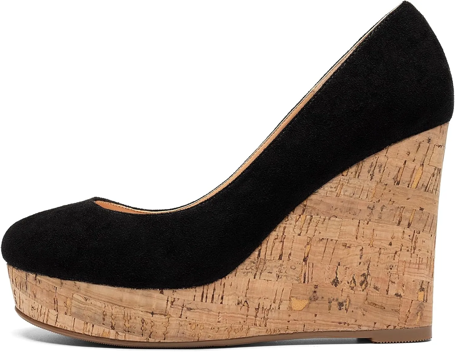 Mettesally Women's Platform Cork Wedges Heeled Sandals Round Closed Toe Slip On Office Elegant Dress Shoes