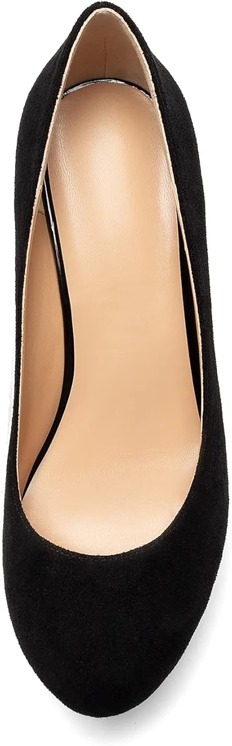 Mettesally Women's Platform Cork Wedges Heeled Sandals Round Closed Toe Slip On Office Elegant Dress Shoes