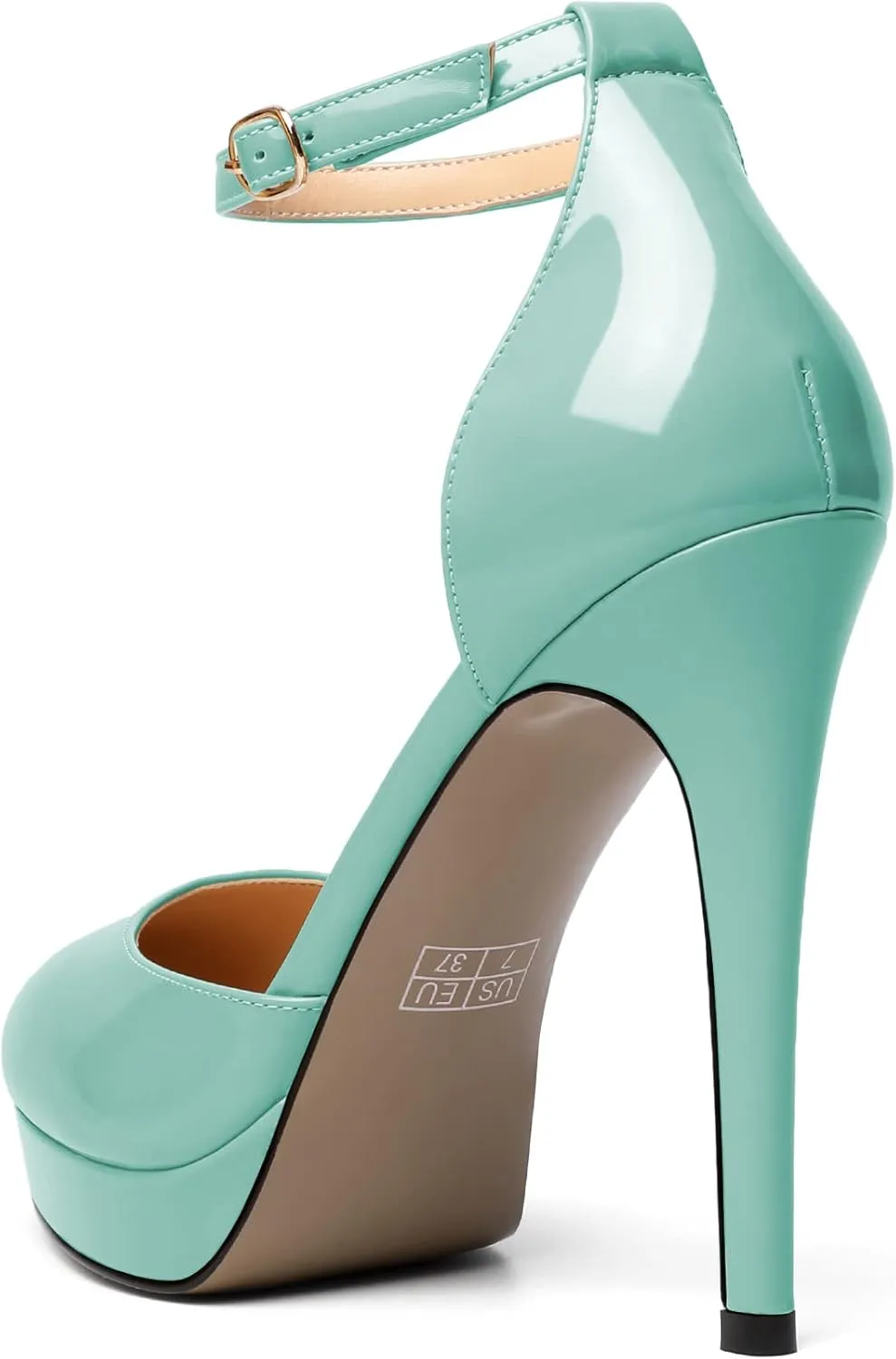 Mettesally Women's Platform Stiletto Pumps Pointed Toe Thin High Heels Ankle Strap Sandals Slip On Wedding Party Shoes