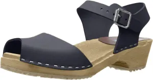 MIA Shoes Anja Womens Leather Clogs with Wooden Heels