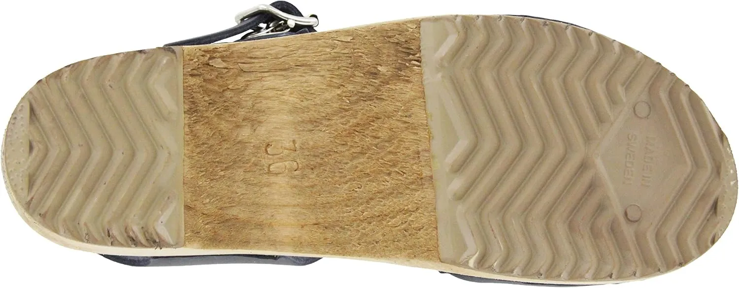 MIA Shoes Anja Womens Leather Clogs with Wooden Heels