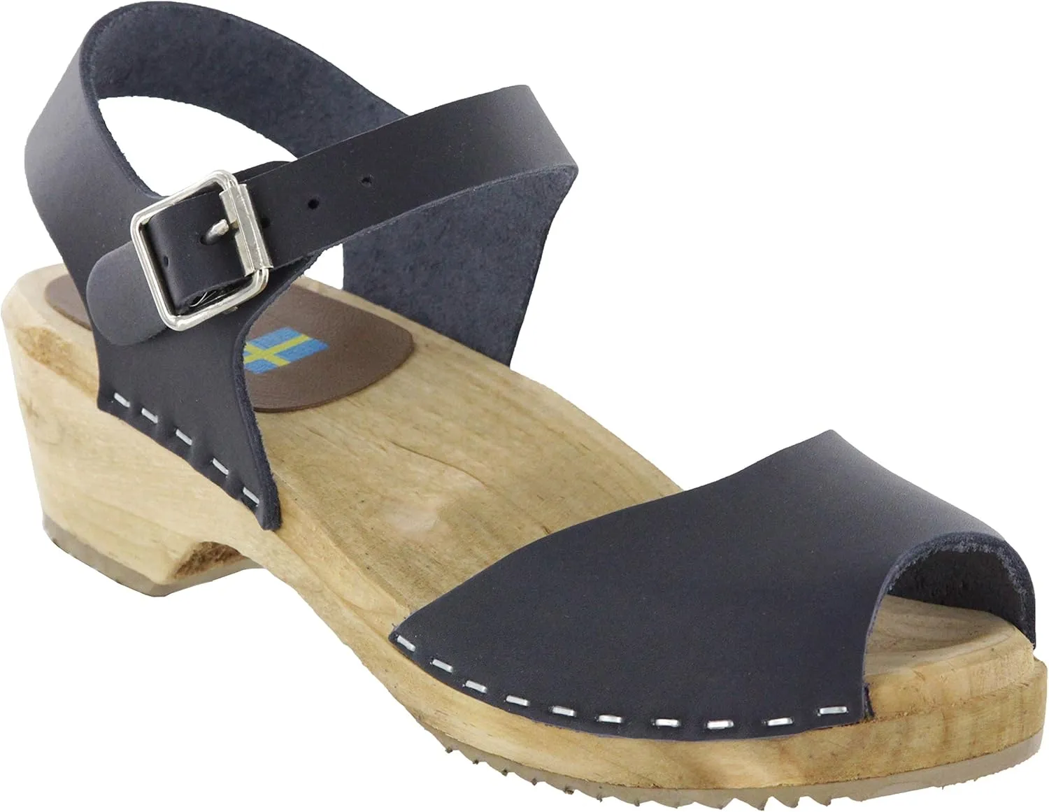 MIA Shoes Anja Womens Leather Clogs with Wooden Heels