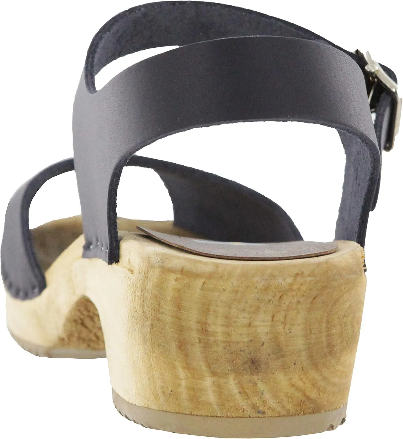 MIA Shoes Anja Womens Leather Clogs with Wooden Heels