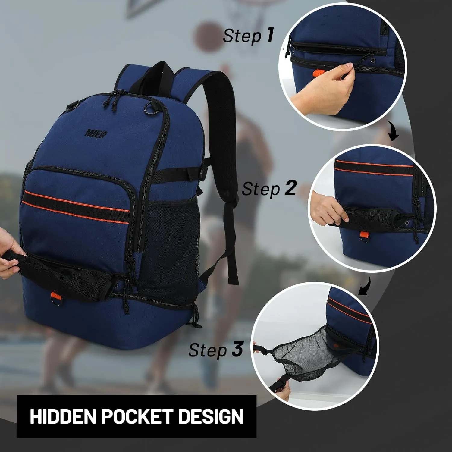 MIER Basketball Backpack Bags Sports Gym Backpacks with Shoe Compartment and Ball Holder for Adult Men Large Soccer Bag