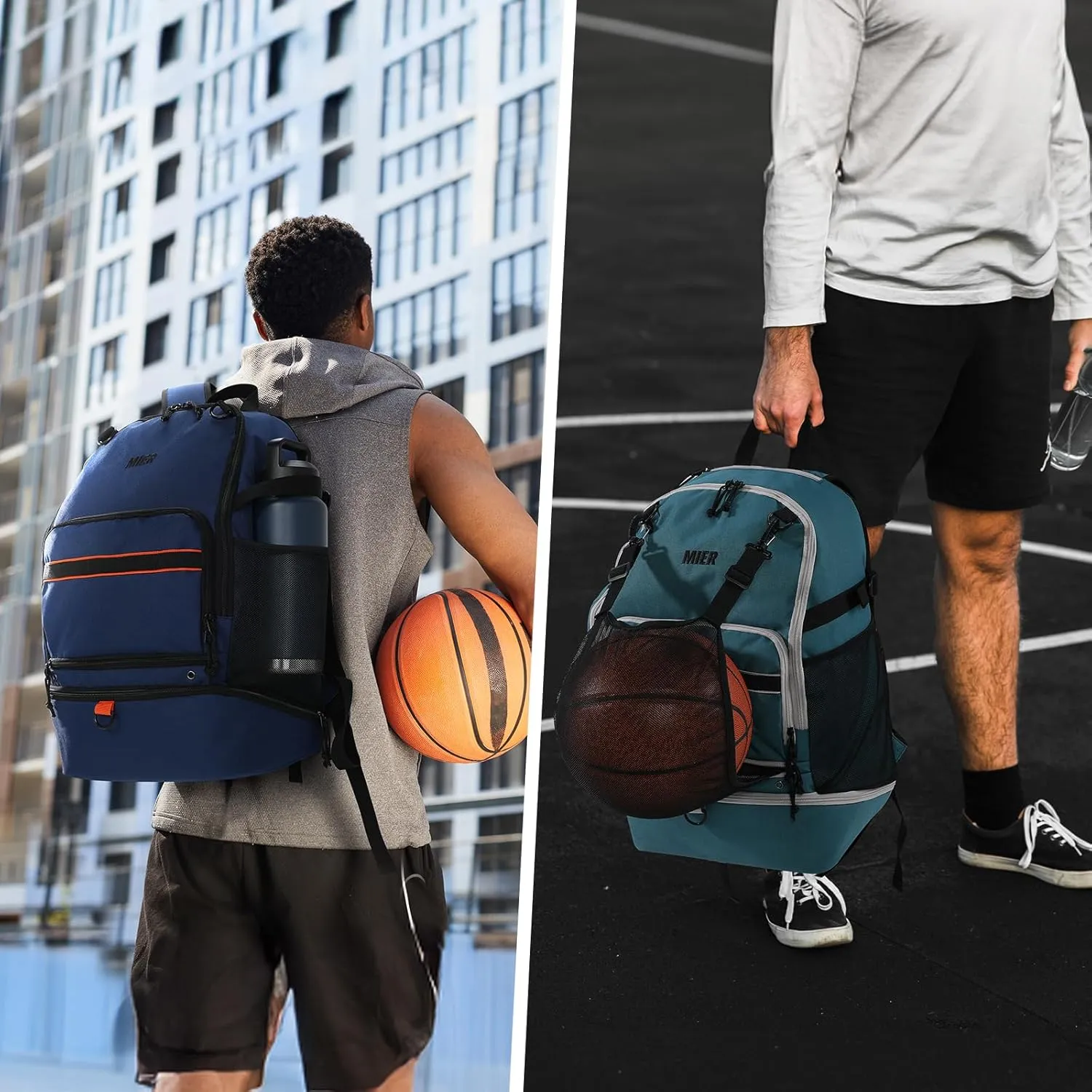 MIER Basketball Backpack Bags Sports Gym Backpacks with Shoe Compartment and Ball Holder for Adult Men Large Soccer Bag