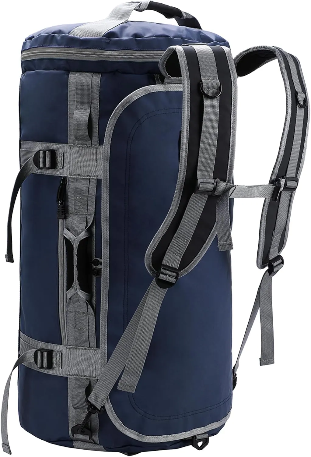 MIER Large Duffel Backpack Sports Gym Bag with Shoe Compartment, Heavy Duty and Water Resistant, Navy Blue, 60L