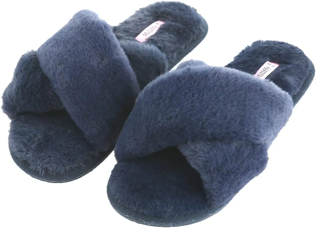 Millffy Fuzzy Fluffy Open Toe Slippers for Summer Warm Comfy flip Flop Slippers for Women Slip on