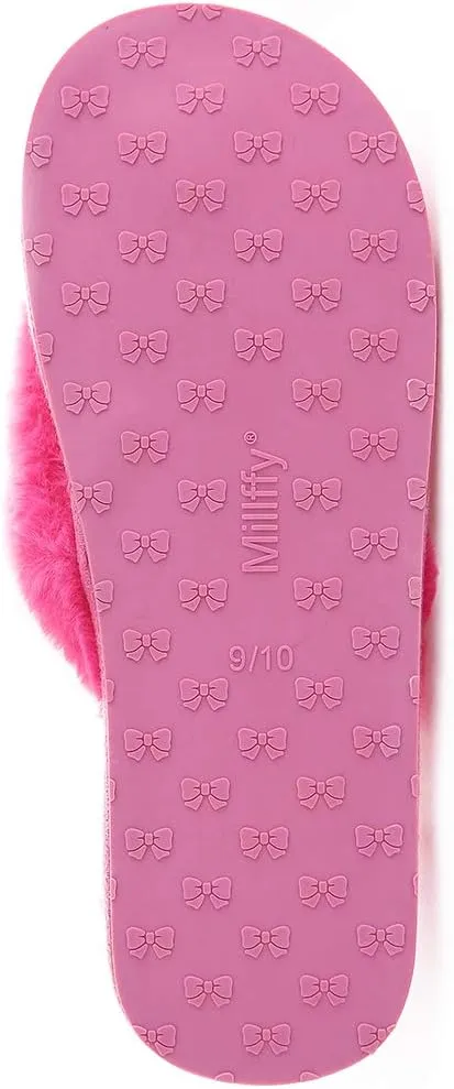 Millffy Fuzzy Fluffy Open Toe Slippers for Summer Warm Comfy flip Flop Slippers for Women Slip on