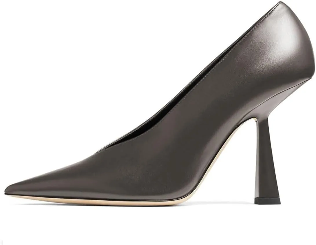 Milooey shoes Women Chic Pointed Toe Slip On Pump Sexy V Cut Stiletto High Heels Party Prom Dress Shoes Size 4-16 Us