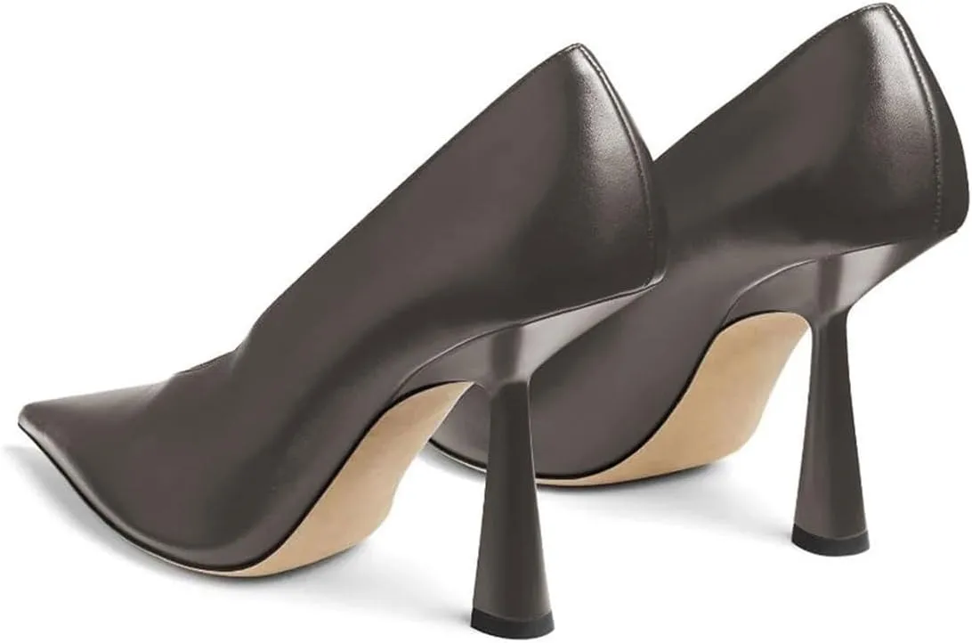 Milooey shoes Women Chic Pointed Toe Slip On Pump Sexy V Cut Stiletto High Heels Party Prom Dress Shoes Size 4-16 Us