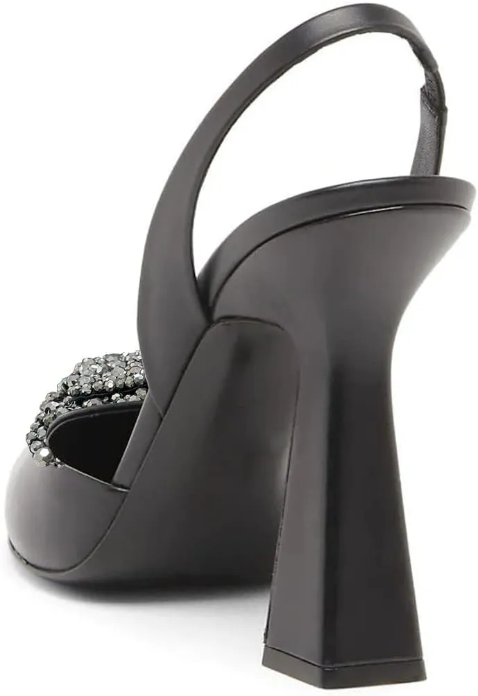 Milooey shoes Women Closed Pointed Toe Slip On Sandal Chic Rhinestone Butterfly Slingbacks Sexy Block High Heel Pump Party Prom Dress Shoes Size 4-16 Us