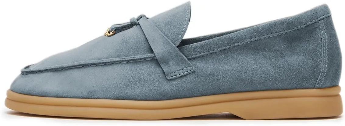 Milooey shoes Women's Round Toe Flat Loafers Comfort Slip On Moccasins Lightweight Driving Penny Loafer Casual Dress Walking Shoes Size 4-16 US