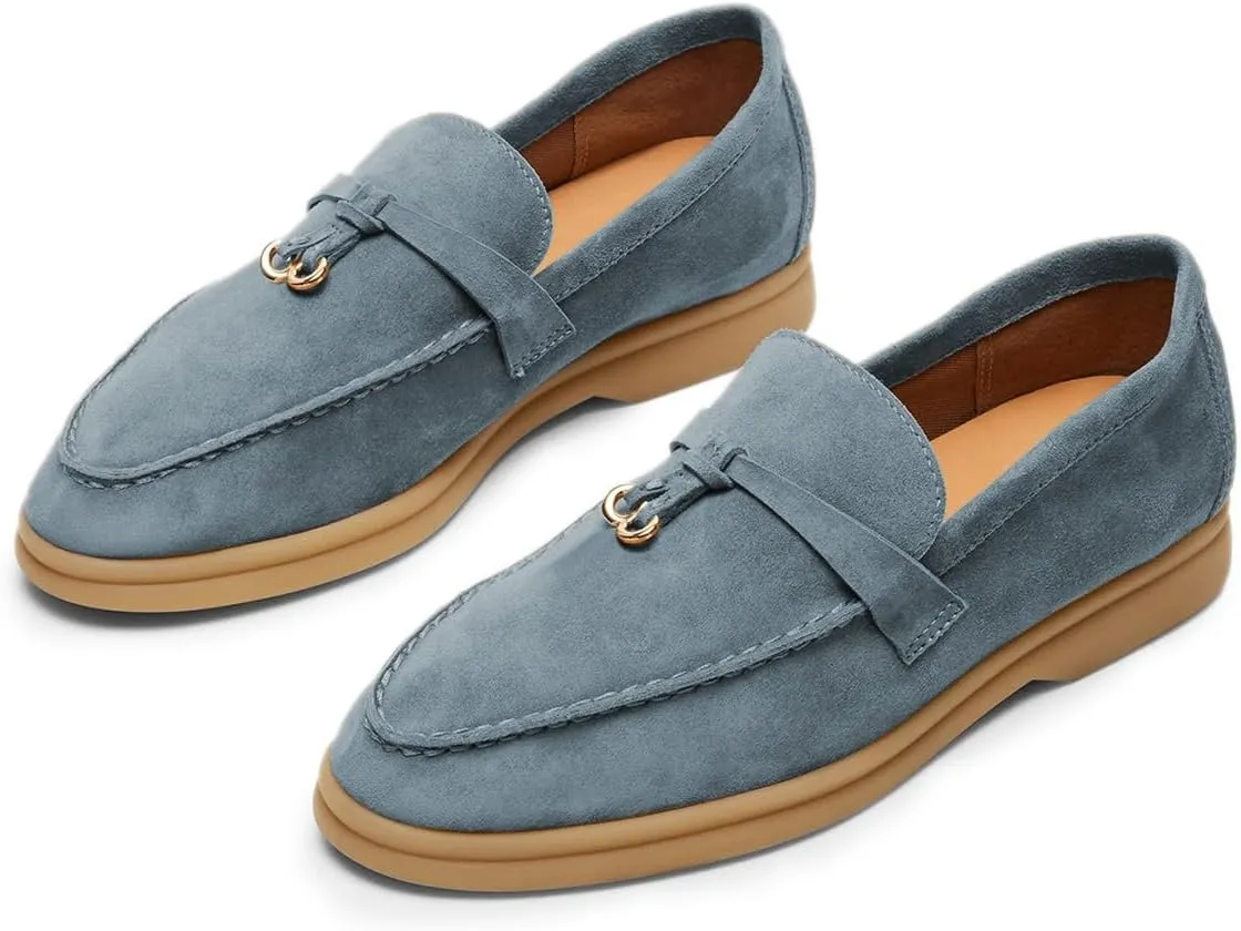 Milooey shoes Women's Round Toe Flat Loafers Comfort Slip On Moccasins Lightweight Driving Penny Loafer Casual Dress Walking Shoes Size 4-16 US