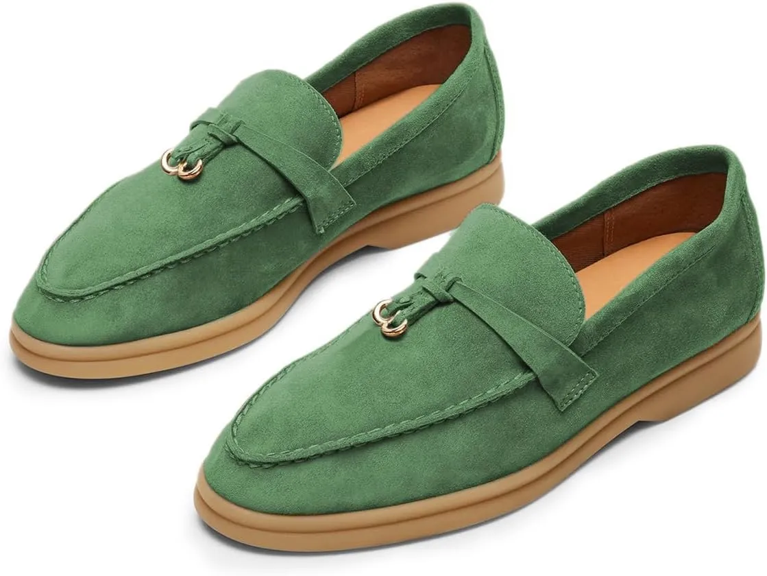Milooey shoes Women's Round Toe Flat Loafers Comfort Slip On Moccasins Lightweight Driving Penny Loafer Casual Dress Walking Shoes Size 4-16 US