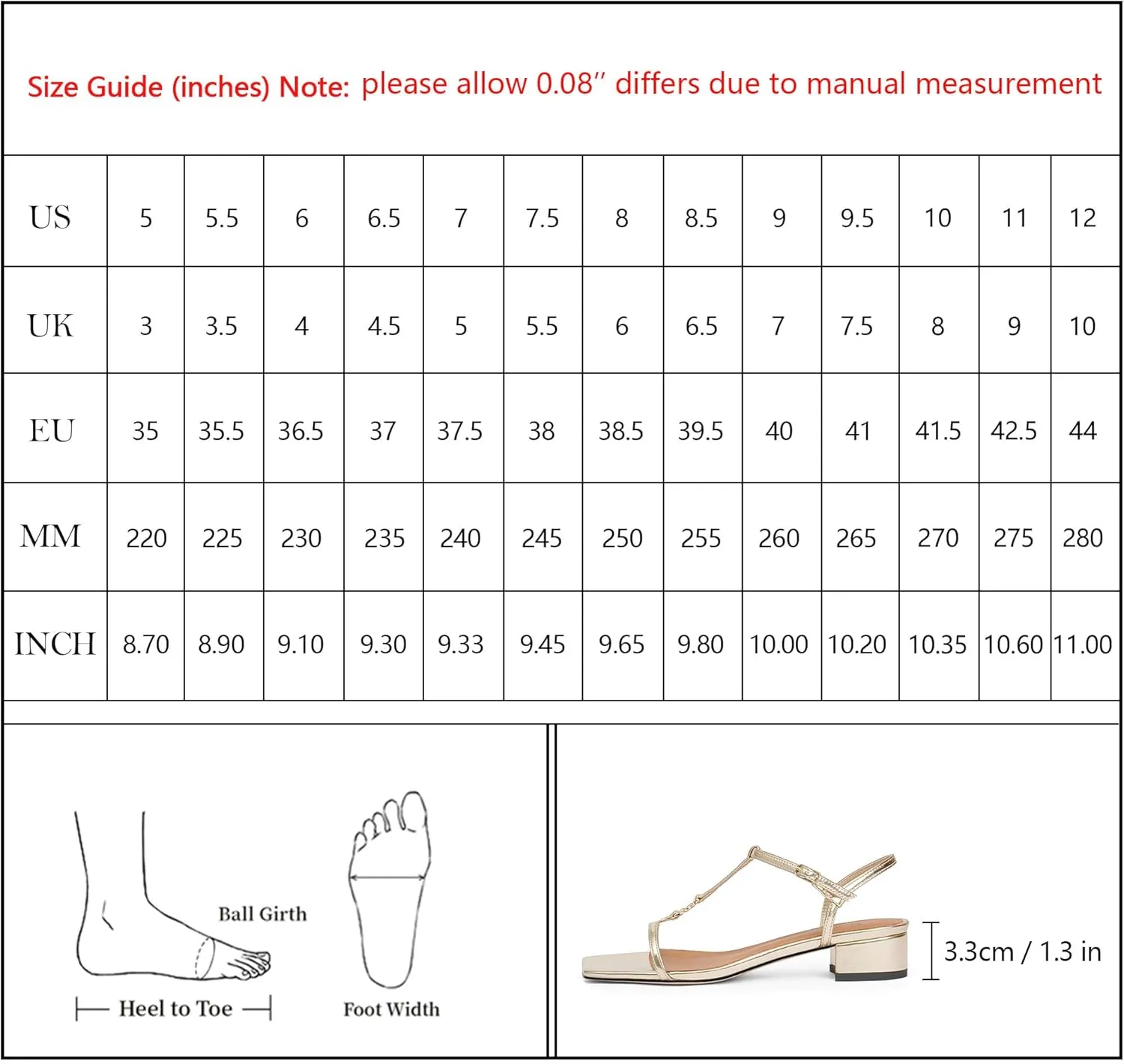 Modatope T-Strap Heels for Women, with Square Open Toe and Chunky Low Heel Design