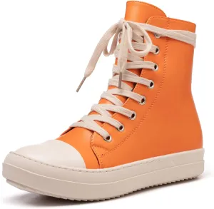 MOFEEDOUKA Womens High Top Sneakers Lace Up Comfort Platform Walking Canvas Shoes with Zipper