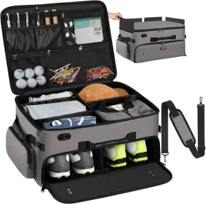 Mogplof Extra Large 2 Layer Golf Trunk Organizer, Golf Gifts for Men Golfers, 20"x 14"x 10" Water-Resistant Car Durable Golf Organizer for 2 Pair Shoes, Balls, Tees, Clothes, Gloves, Accessories
