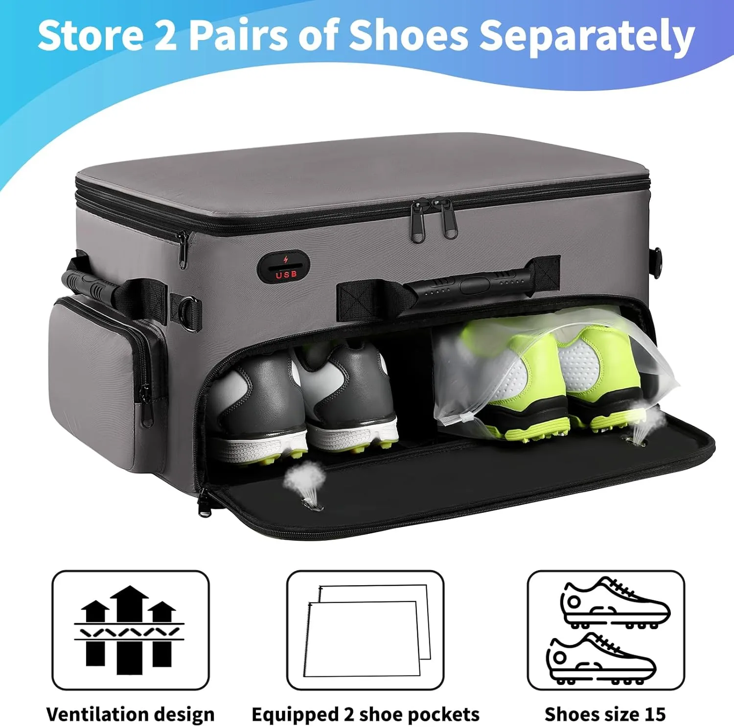 Mogplof Extra Large 2 Layer Golf Trunk Organizer, Golf Gifts for Men Golfers, 20"x 14"x 10" Water-Resistant Car Durable Golf Organizer for 2 Pair Shoes, Balls, Tees, Clothes, Gloves, Accessories
