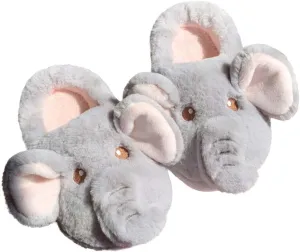 Molodo Cute Elephant Slippers for Women Cartoon Warm Plush Slippers Ladies House Shoes Indoor Outdoor Non-slip Slide Slippers