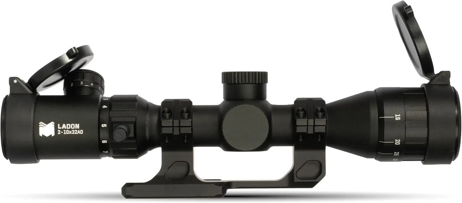 Monstrum Ladon 2-10x32 MPVO Rifle Scope with AO Adjustable Objective and Offset Scope Mount