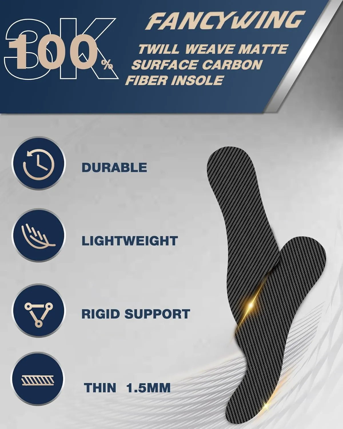 Mortons Extension Carbon Fiber Insole 1pc | Rigid Mortons Extension Orthotic Shoe Insert | Broken Toe Insert for Hallux Rigidus, Turf Toe & Mortons Toe 25.5cm(Fit Men Size 8/Women 9)