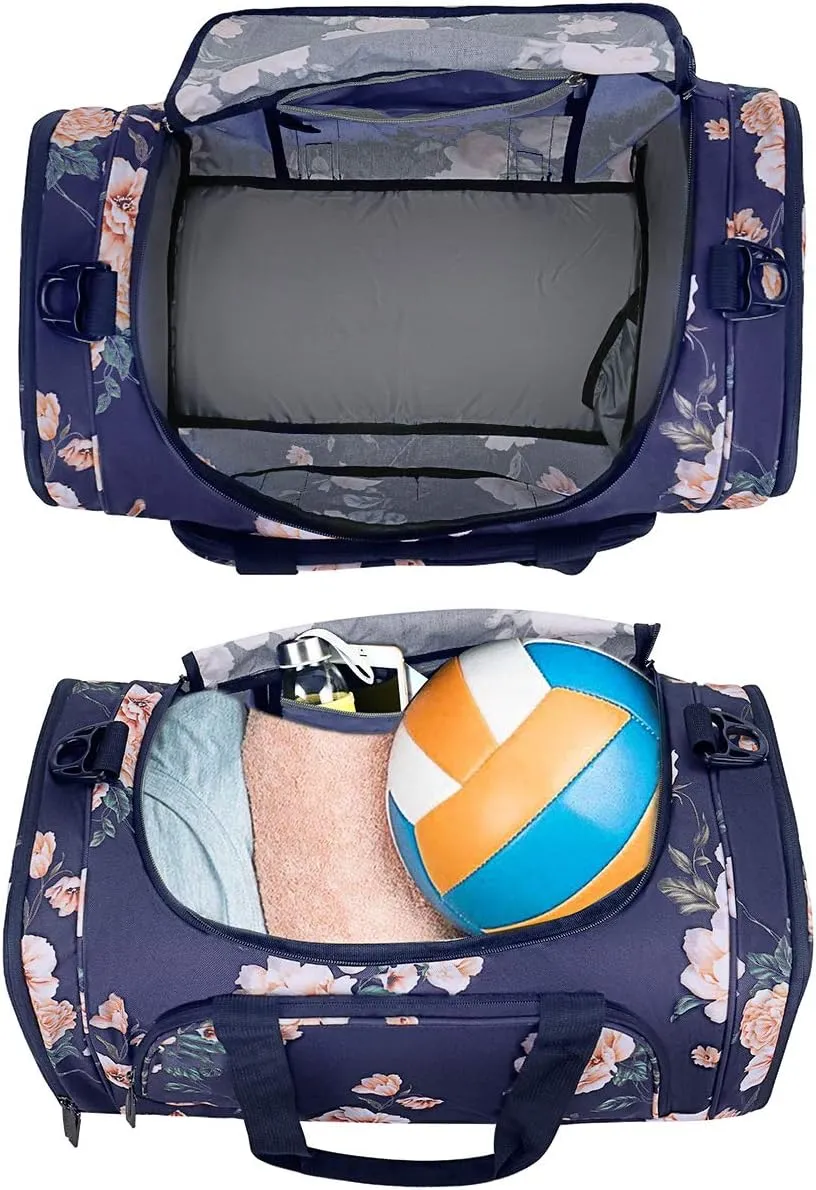 MOSISO Sports Duffel Peony Gym Bag with Shoe Compartment for Men/Women Dance Travel Weekender
