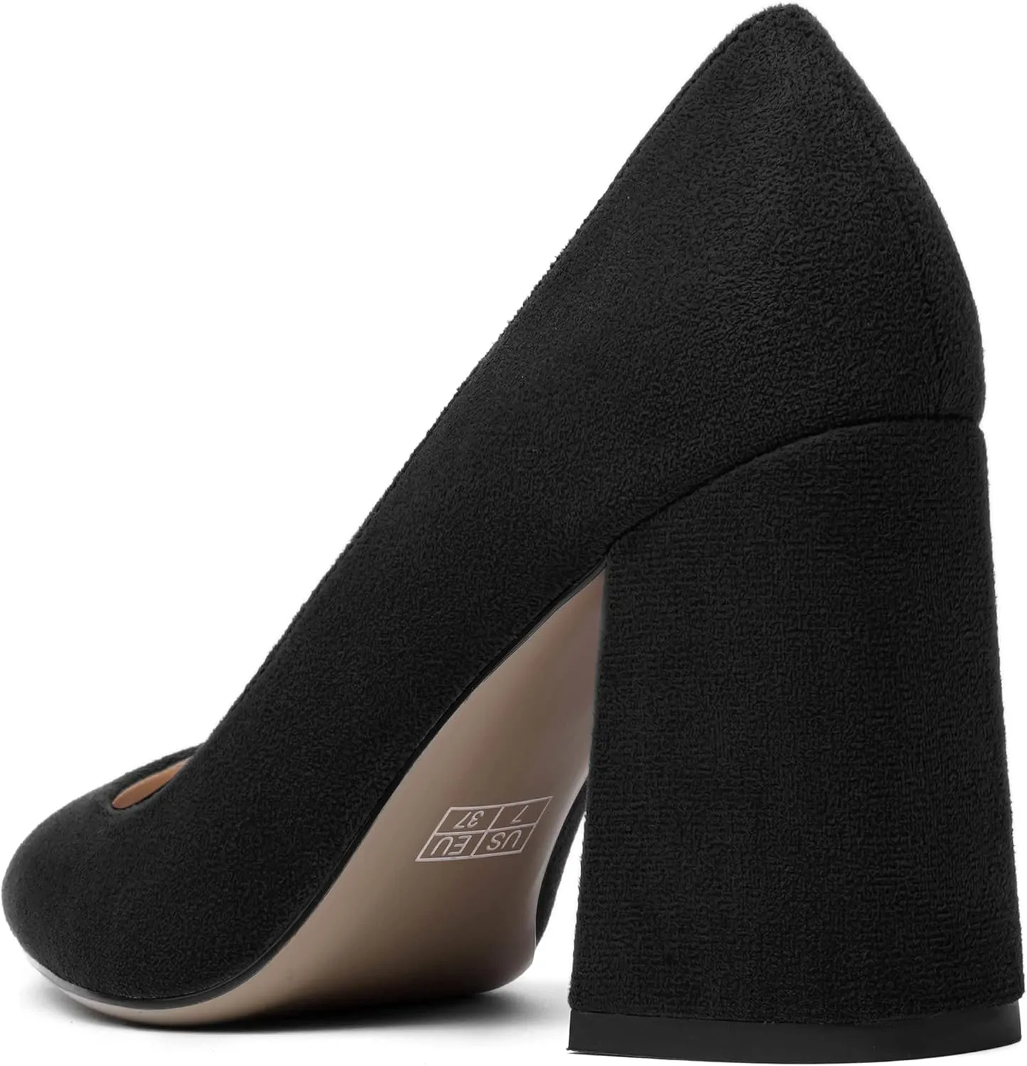 MOVINSTEPS Womens Dating Slip On Dress Pointed Toe Suede Block High Heel Pumps Shoes 3.3 Inch