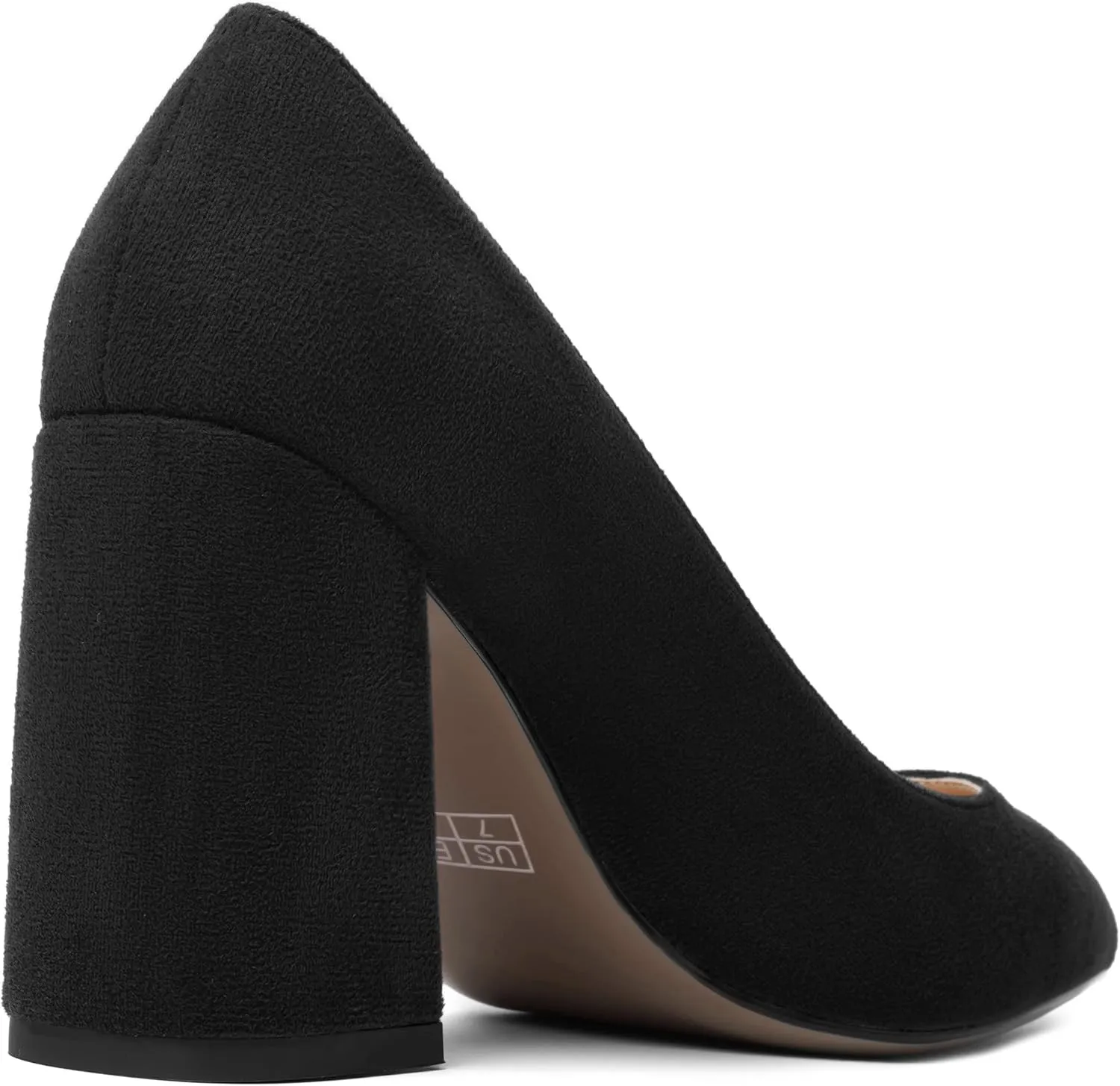 MOVINSTEPS Womens Dating Slip On Dress Pointed Toe Suede Block High Heel Pumps Shoes 3.3 Inch