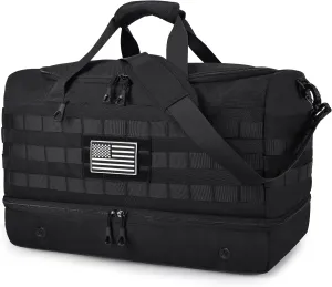 MOZETO Mens Travel Bag with Shoe Compartment, Tactical Inspired Carry On Weekender Duffle Bag, YKK Zippers Anti-Theft RFID Blocking Wet-Dry Separated Compartment Shoulder Strap