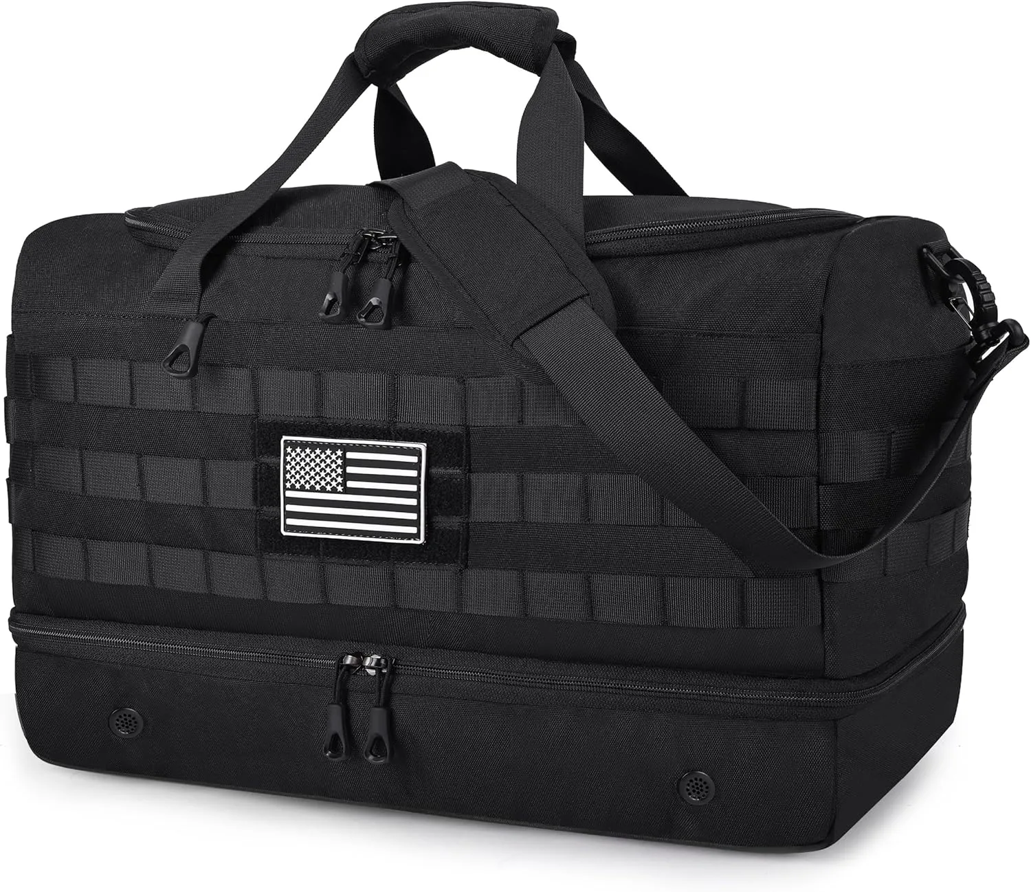 MOZETO Mens Travel Bag with Shoe Compartment, Tactical Inspired Carry On Weekender Duffle Bag, YKK Zippers Anti-Theft RFID Blocking Wet-Dry Separated Compartment Shoulder Strap