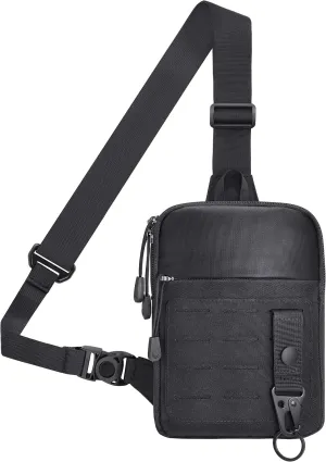 MOZETO Tactical Cross Body Bag for Men, YKK Zipper Small Mens EDC Sling Work Tool Utility Bag with Tactical Keychain